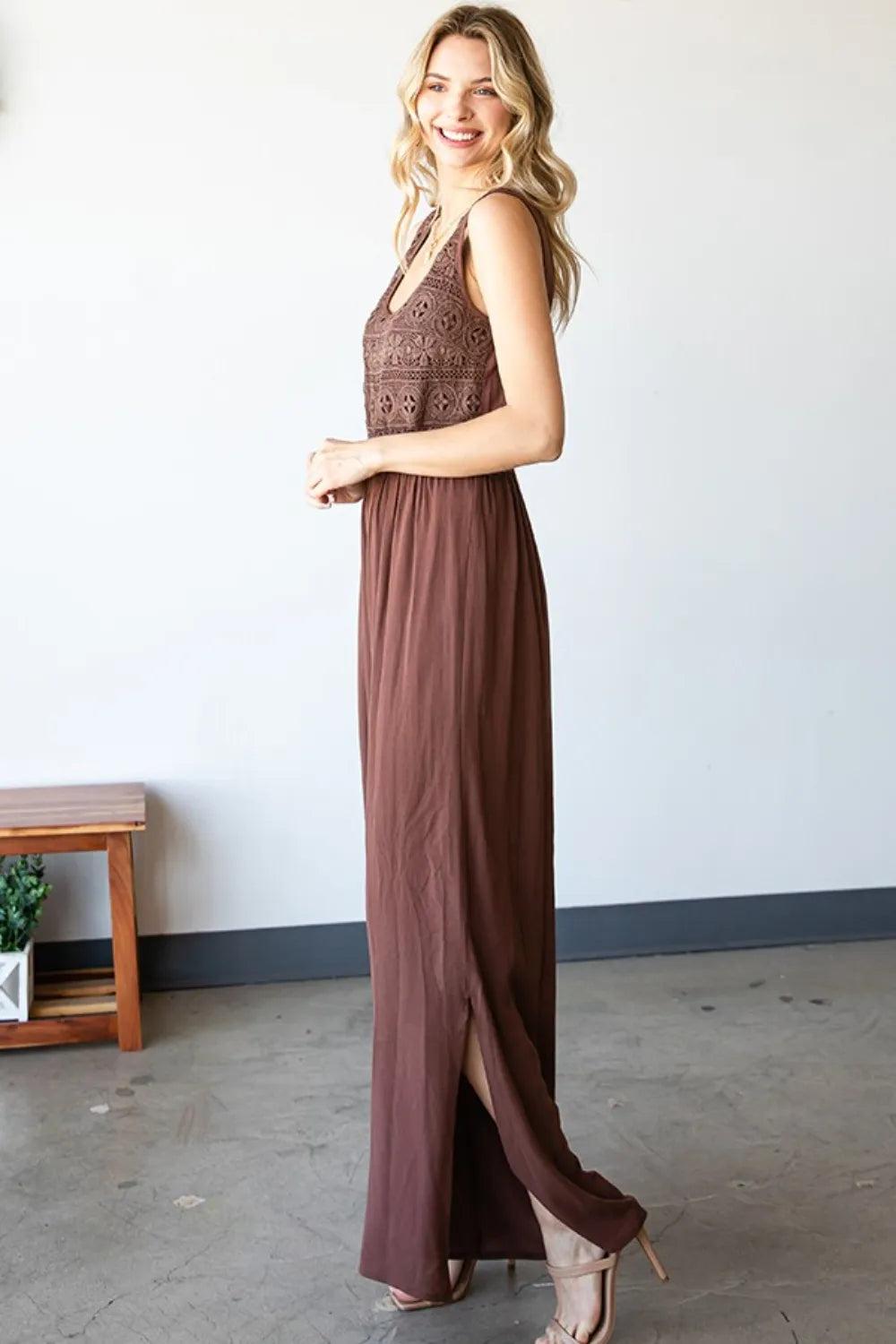 First Love Tie Back Sleeveless Slit Wide Leg Jumpsuit - Lilixa.store