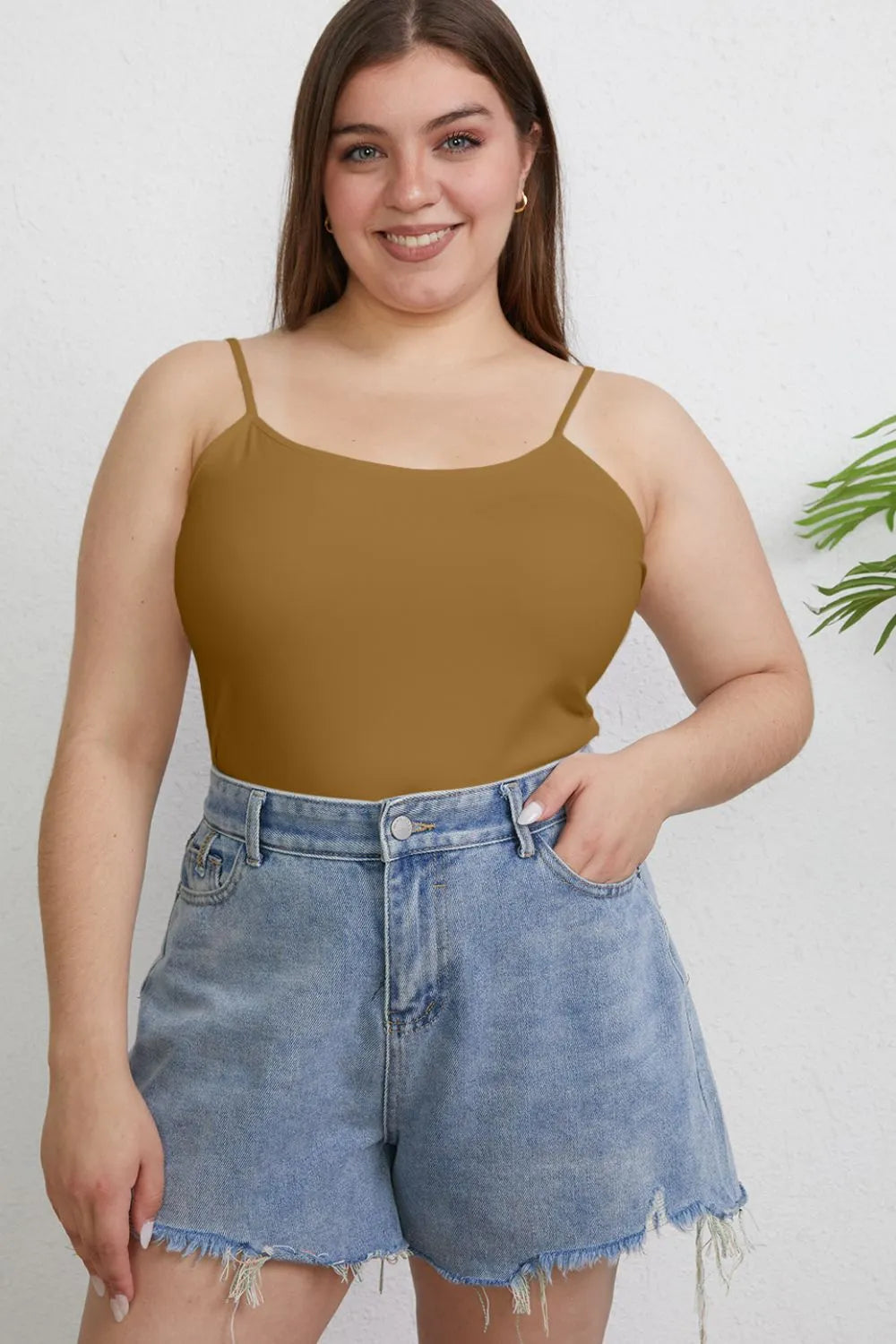 Basic Bae Full Size Round Neck Slim Cami Plus Size - Lilixa.store