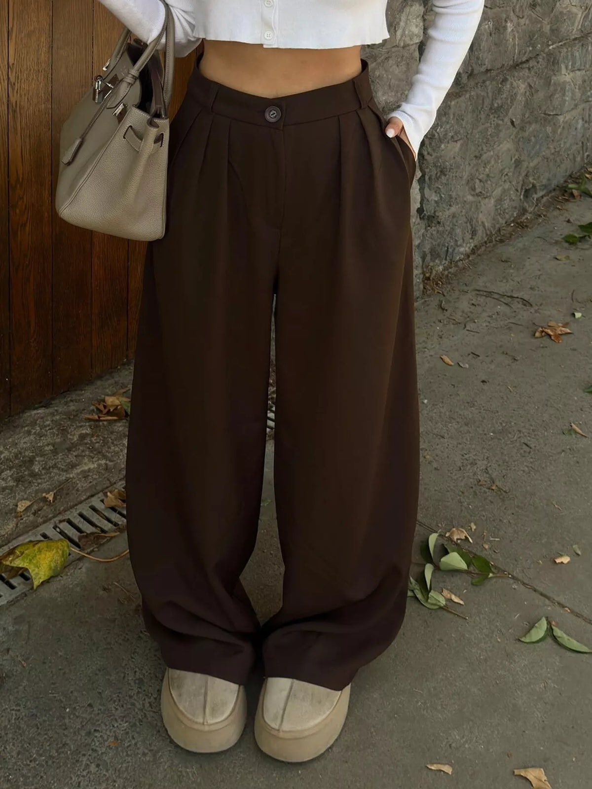 High-Waisted Pleated Wide-Leg Pants