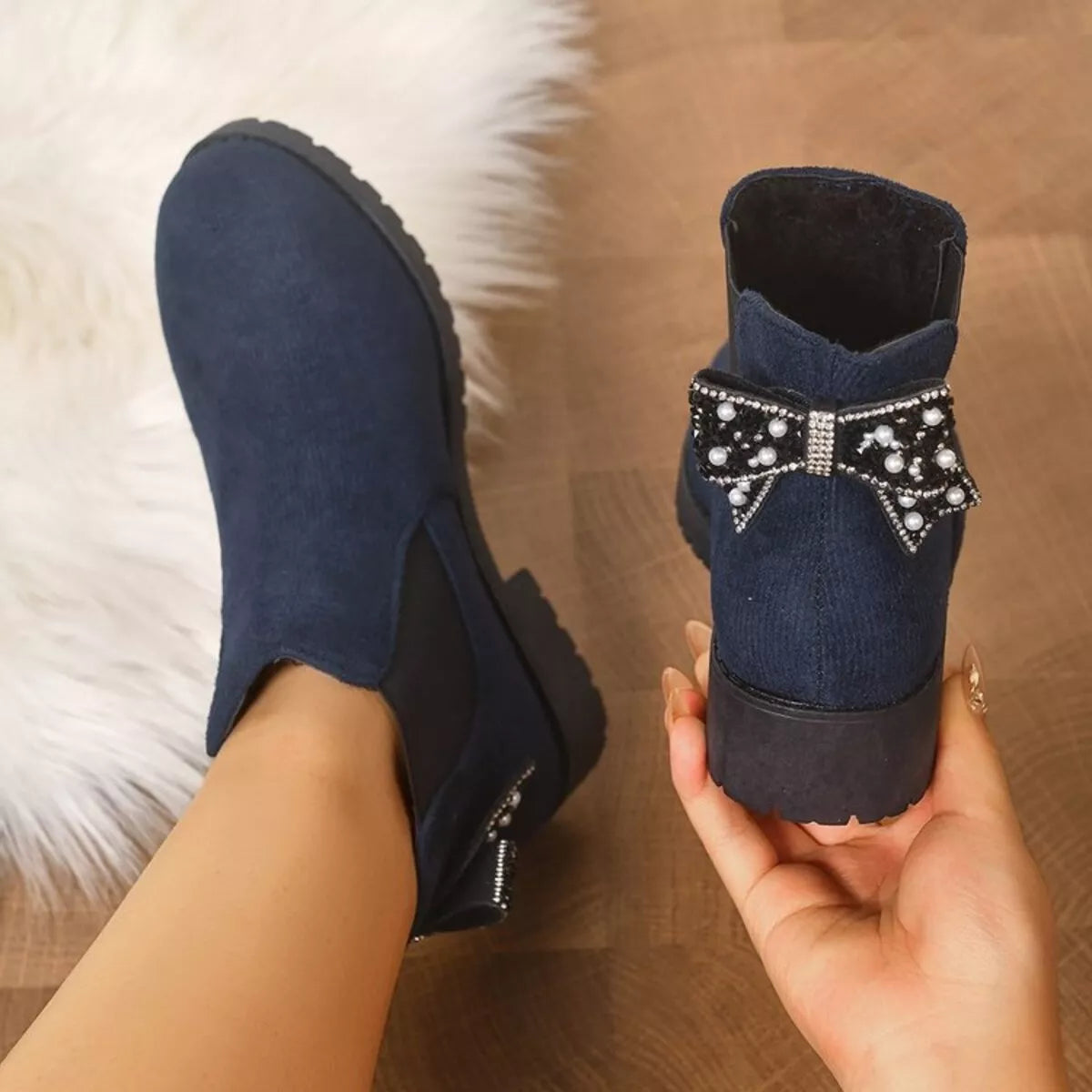 Round Toe Block Heels Boots - Lilixa.store