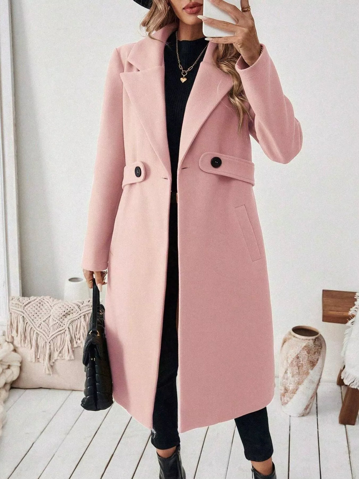 Single-Button Longline Coat - Lilixa.store