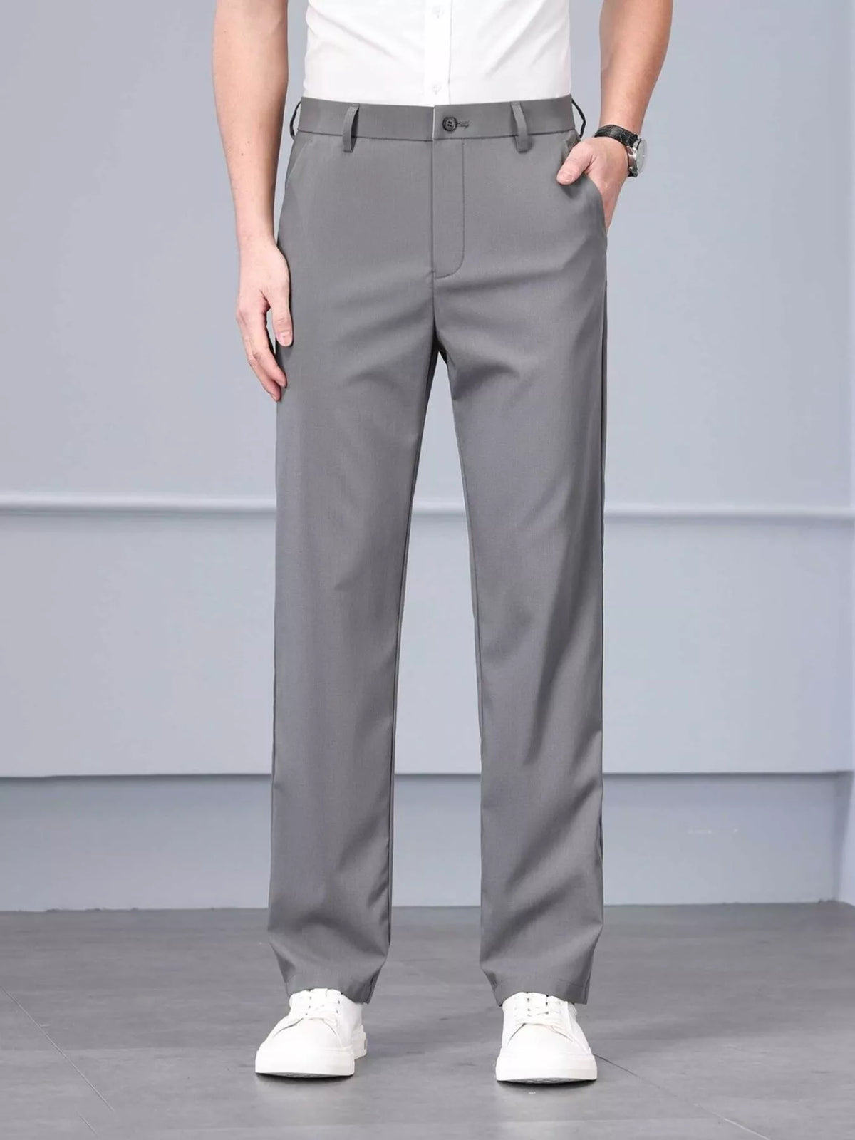 Men's Casual Straight Leg Pants in Gray