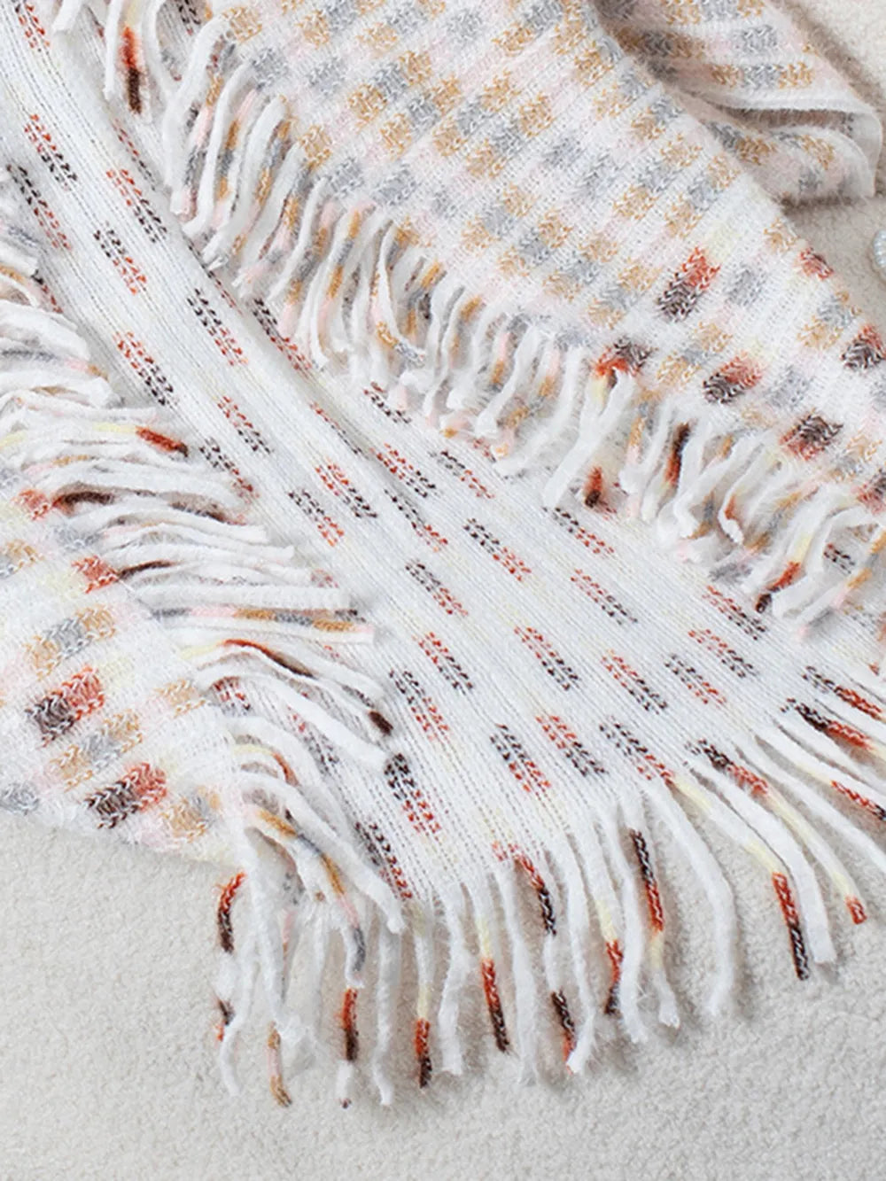 Fringe Open Front Half Sleeve Poncho, view 8