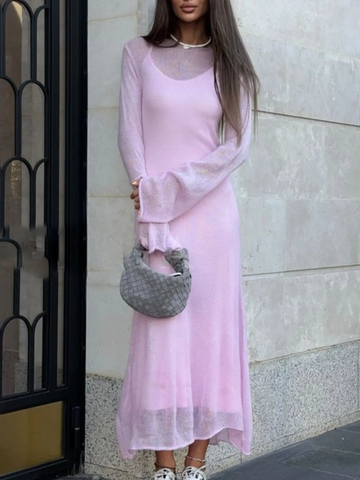 Ribbed Knit Cami Dress and Cover Up Sweater Set, view 2