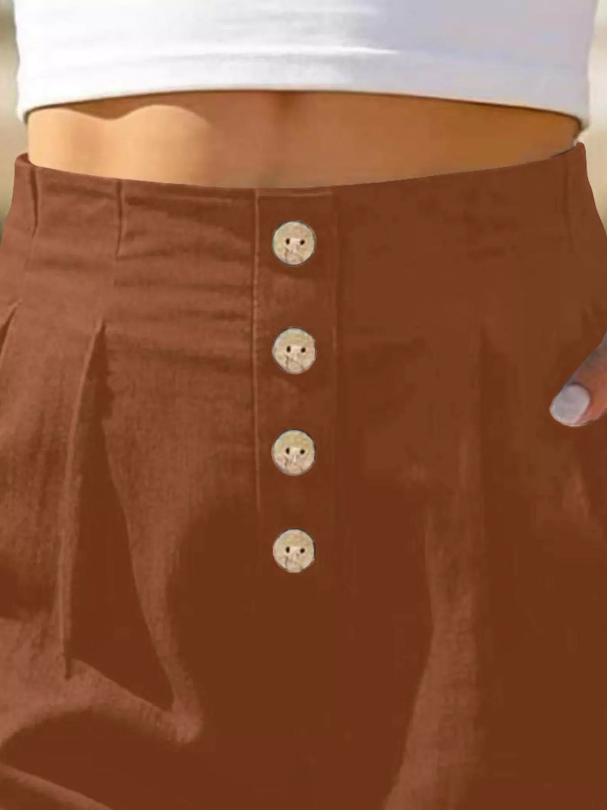 Button Fly High Waist Shorts, view 13