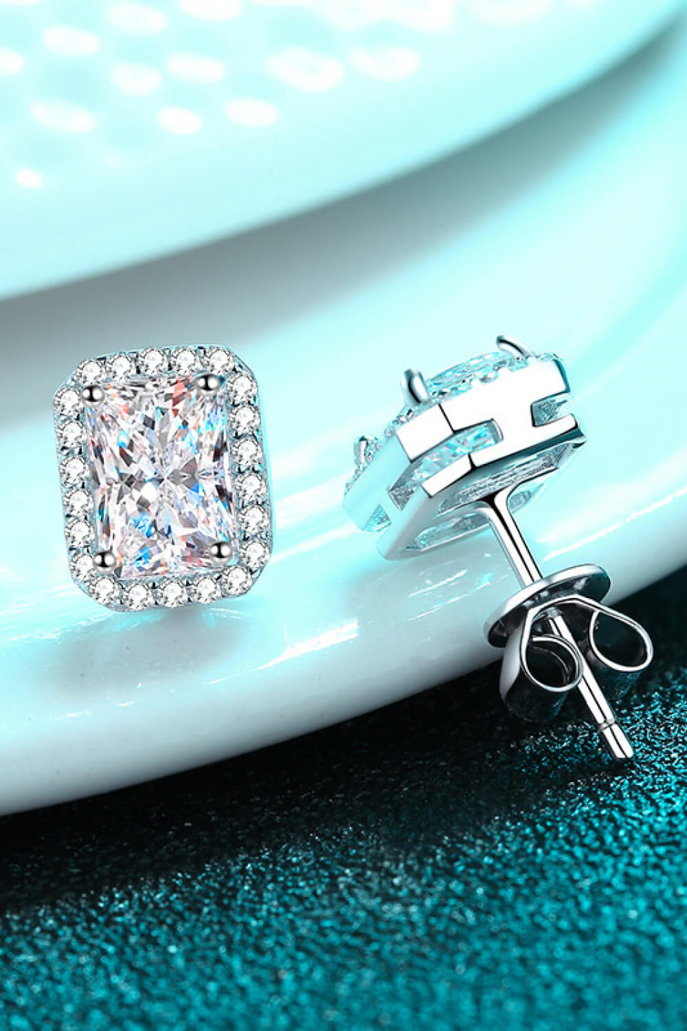 Adored 1 Carat Moissanite Rhodium-Plated Square Stud Earrings - Lilixa.store