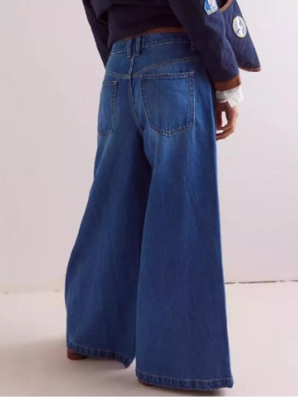 Wide-Leg Side Snap Button Jeans - Lilixa.store