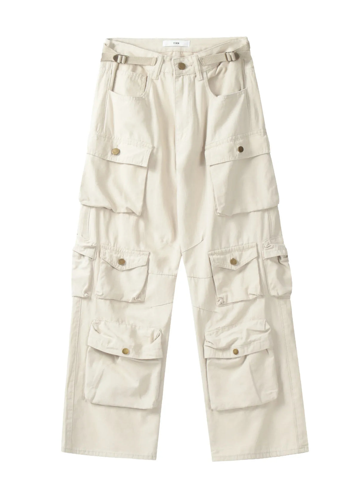 Men's Multi-Pocket Relaxed Fit Cargo Pants in Cream