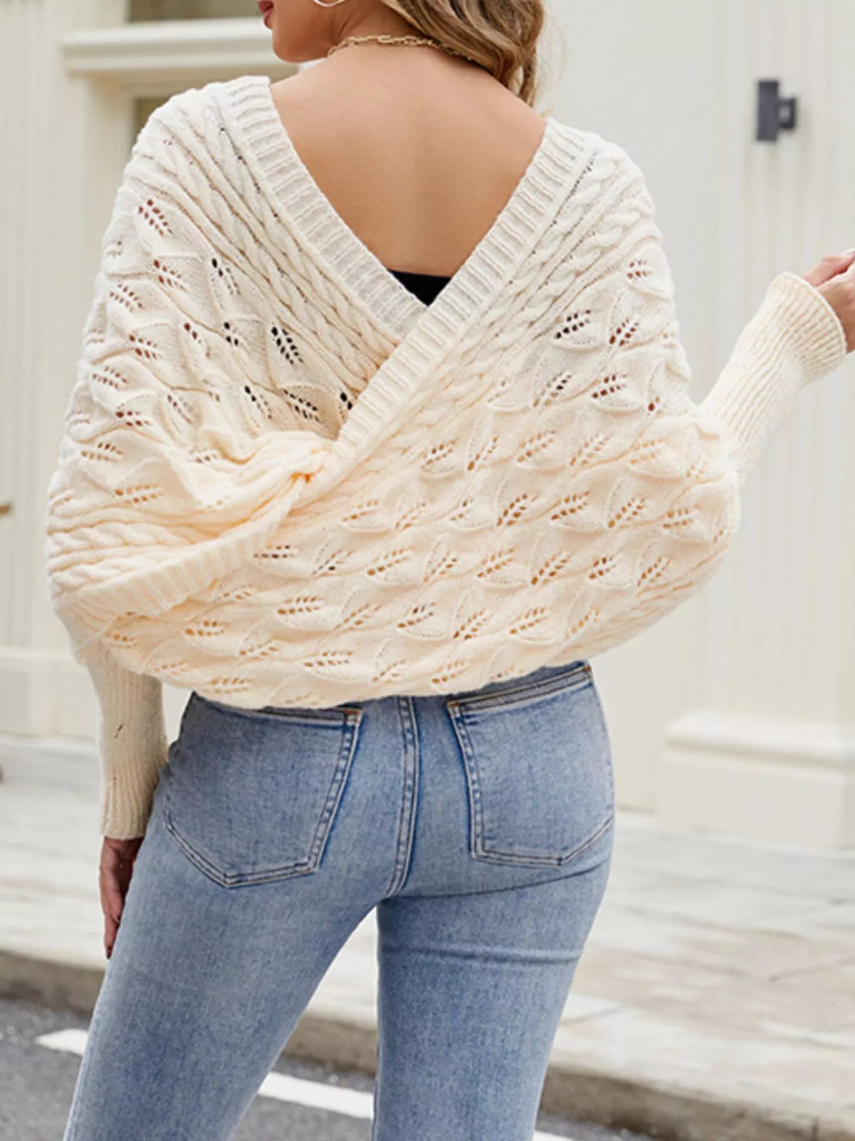 Cable Knit Batwing Sleeve Sweater - Lilixa.store