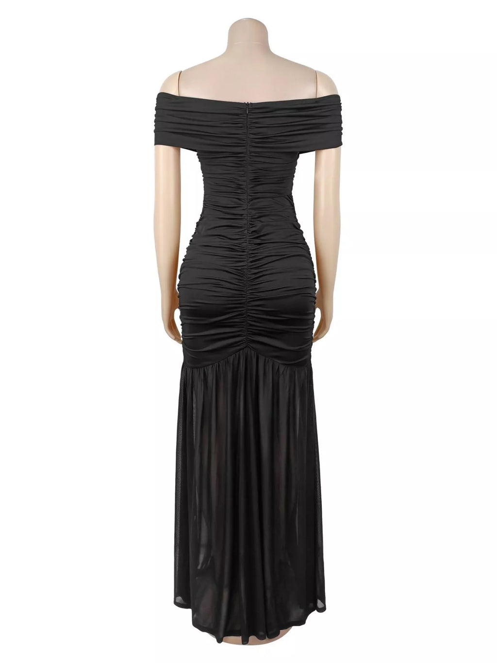 Off-Shoulder Ruched Mermaid Maxi Dress - Lilixa.store