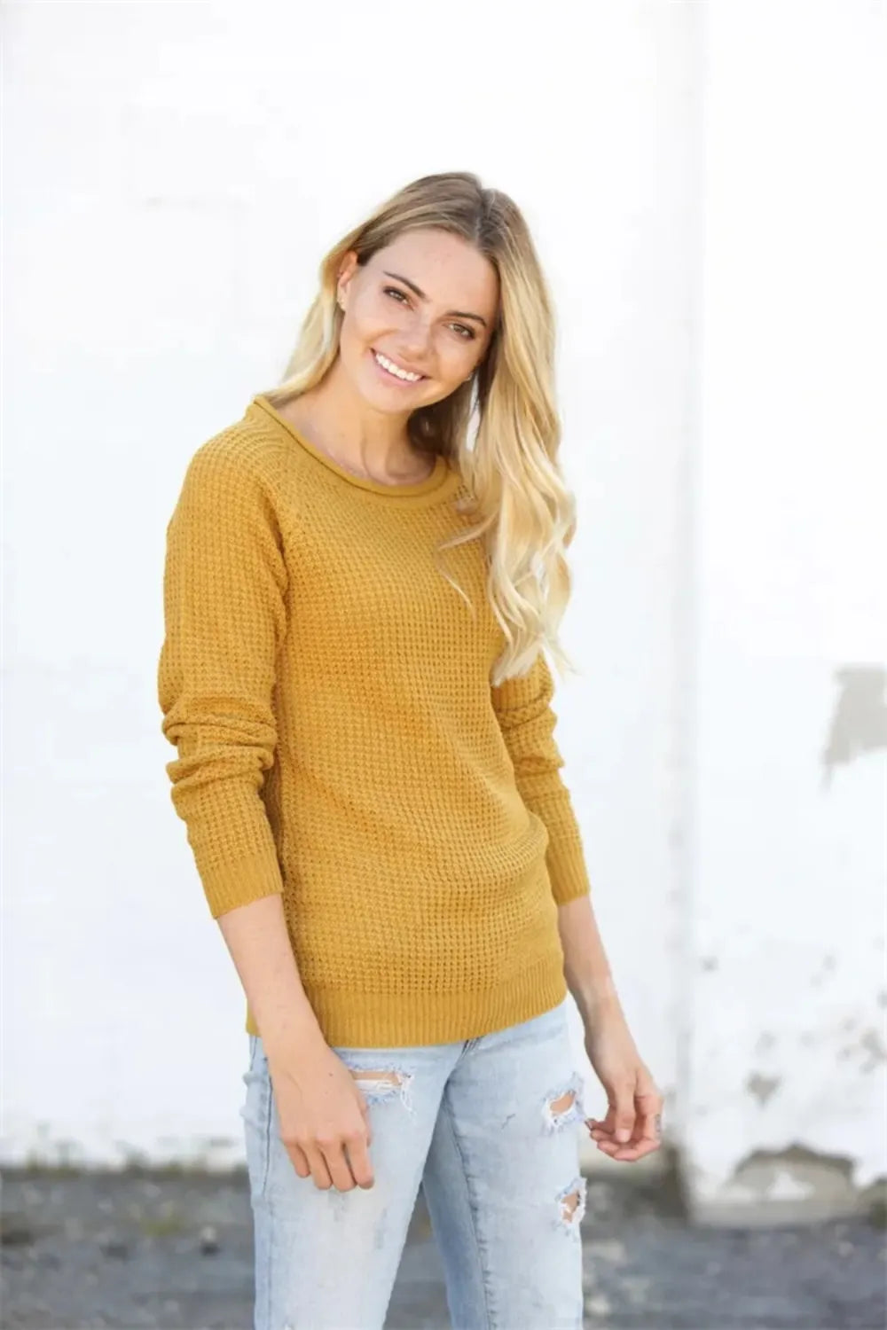 Round Neck Raglan Sleeve Sweater - Lilixa.store