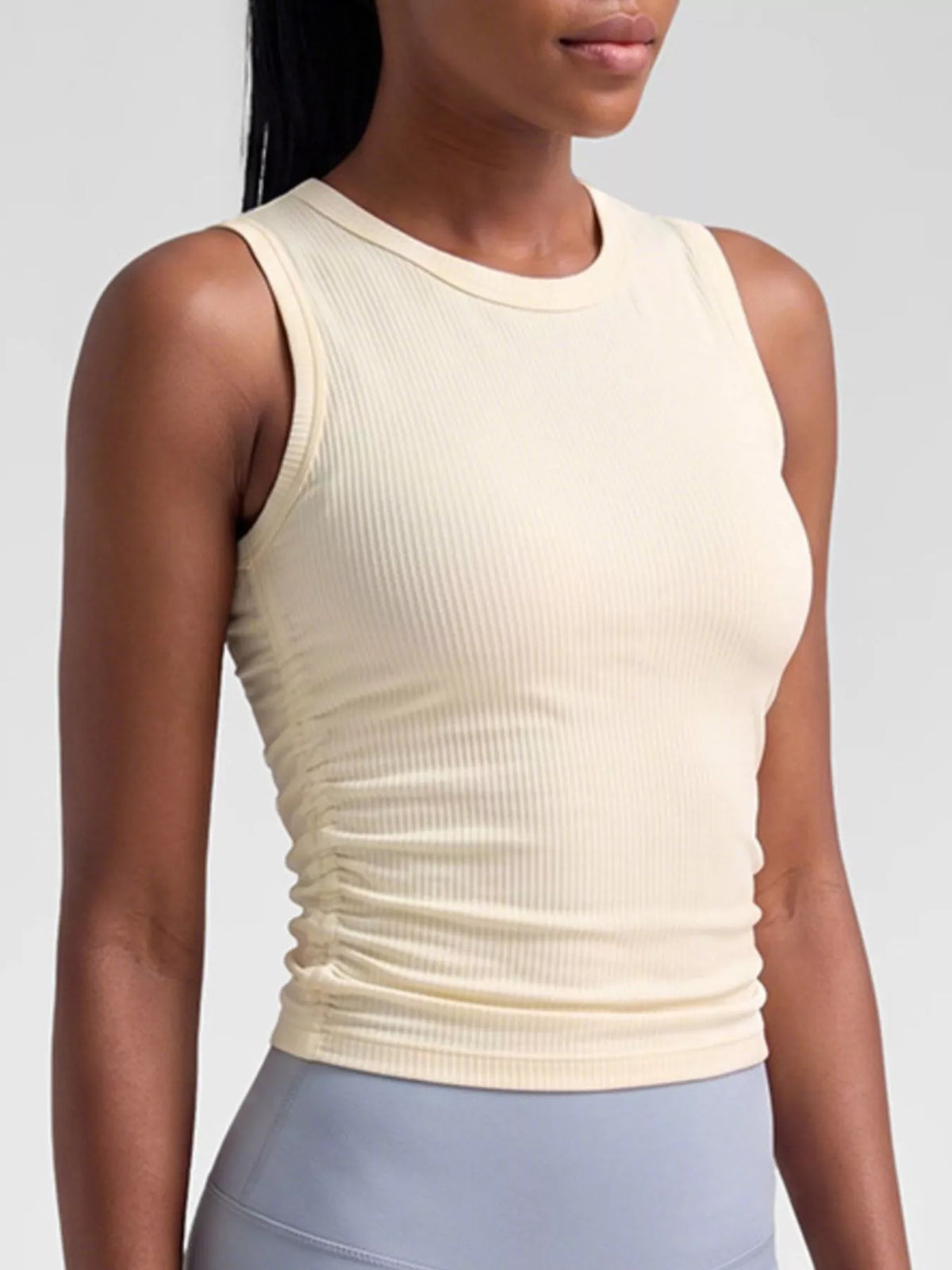 Ribbed Ruched Active Tank - Lilixa.store