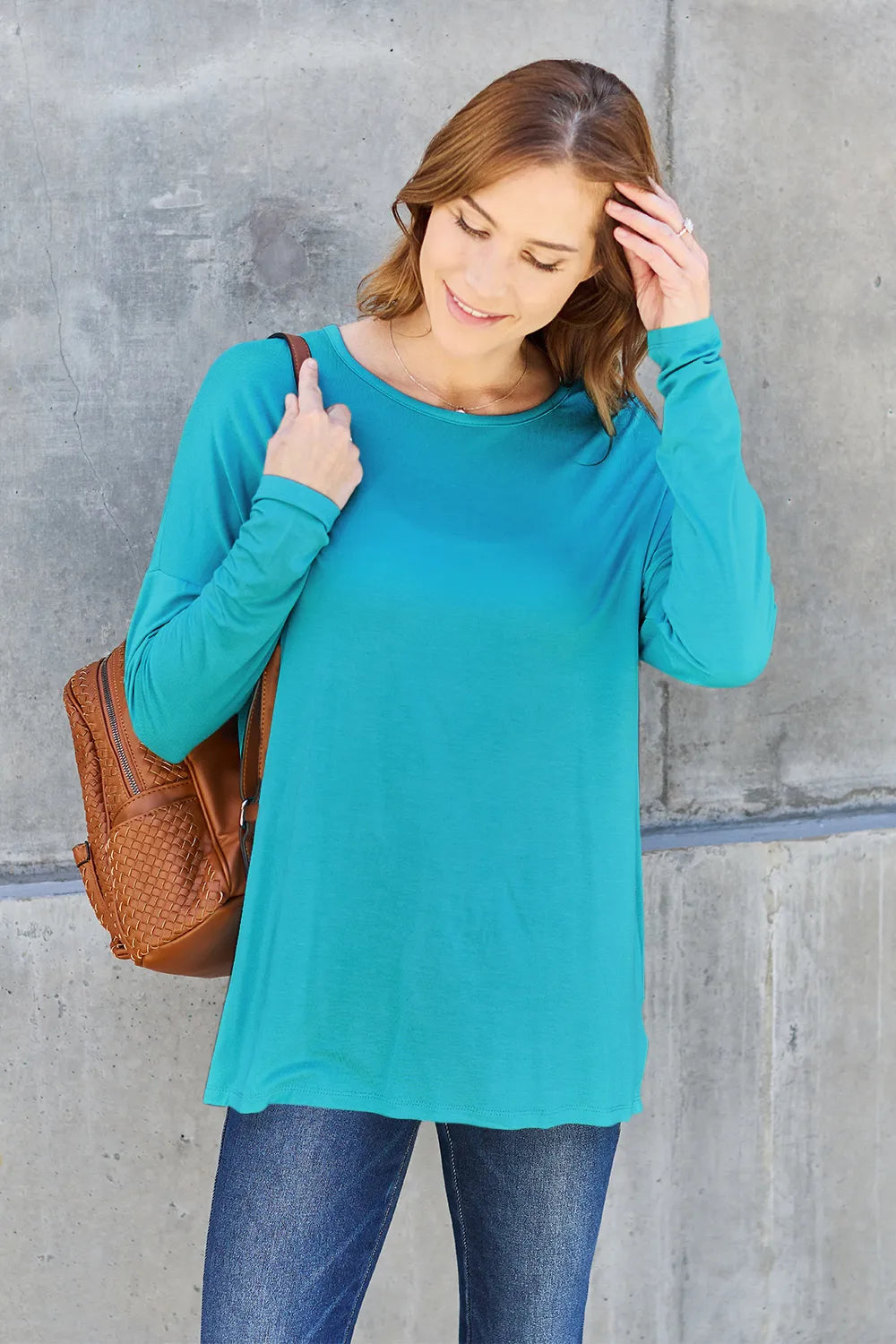 Basic Bae Full Size Round Neck Dropped Shoulder T-Shirt - Lilixa.store