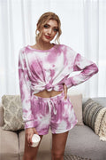 Tie-Dye Dropped Shoulder Top and Shorts Lounge Set - Lilixa.store