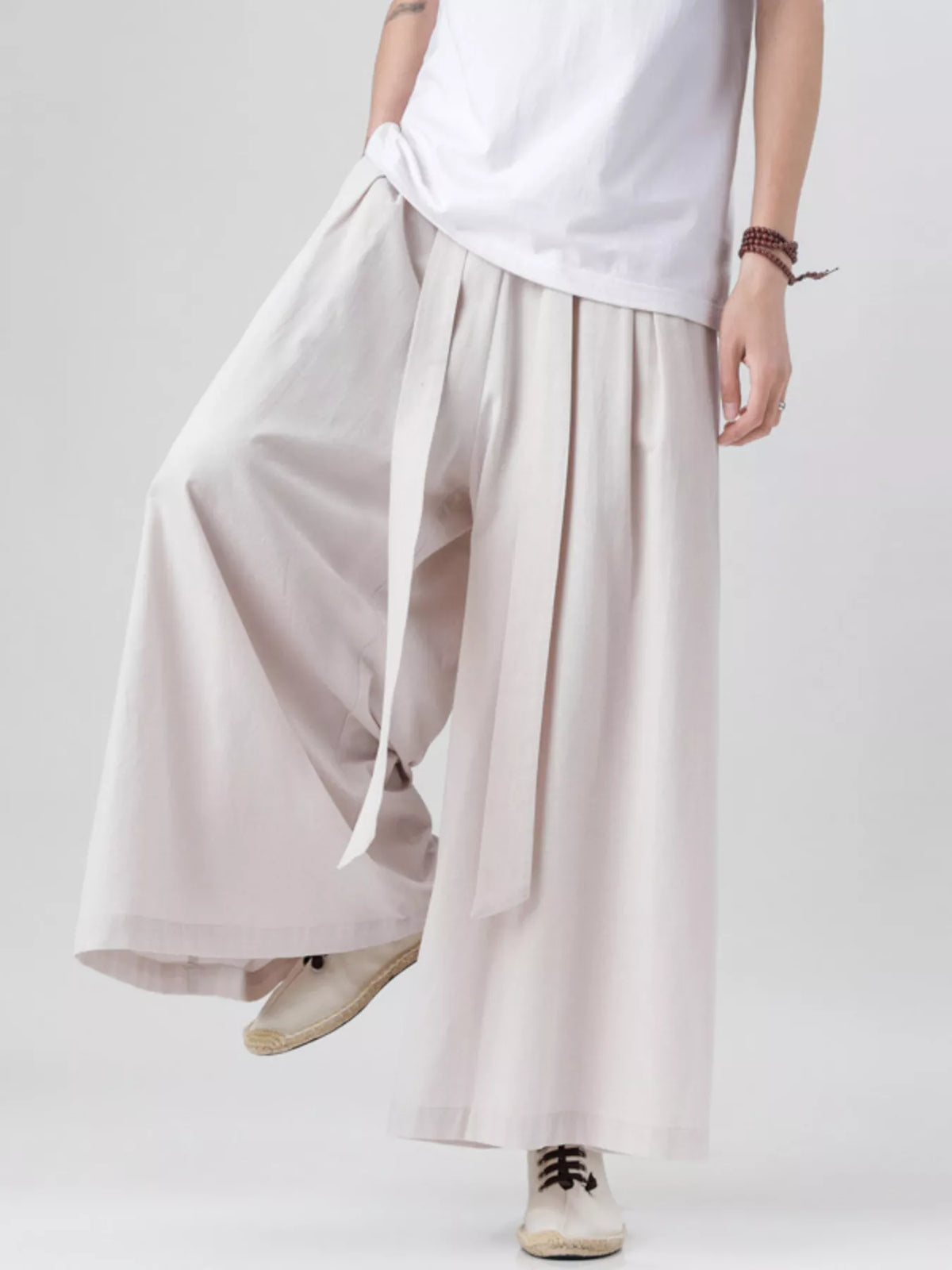 Men's Plus Size Wide Leg Pants with Tie Waist, view 3