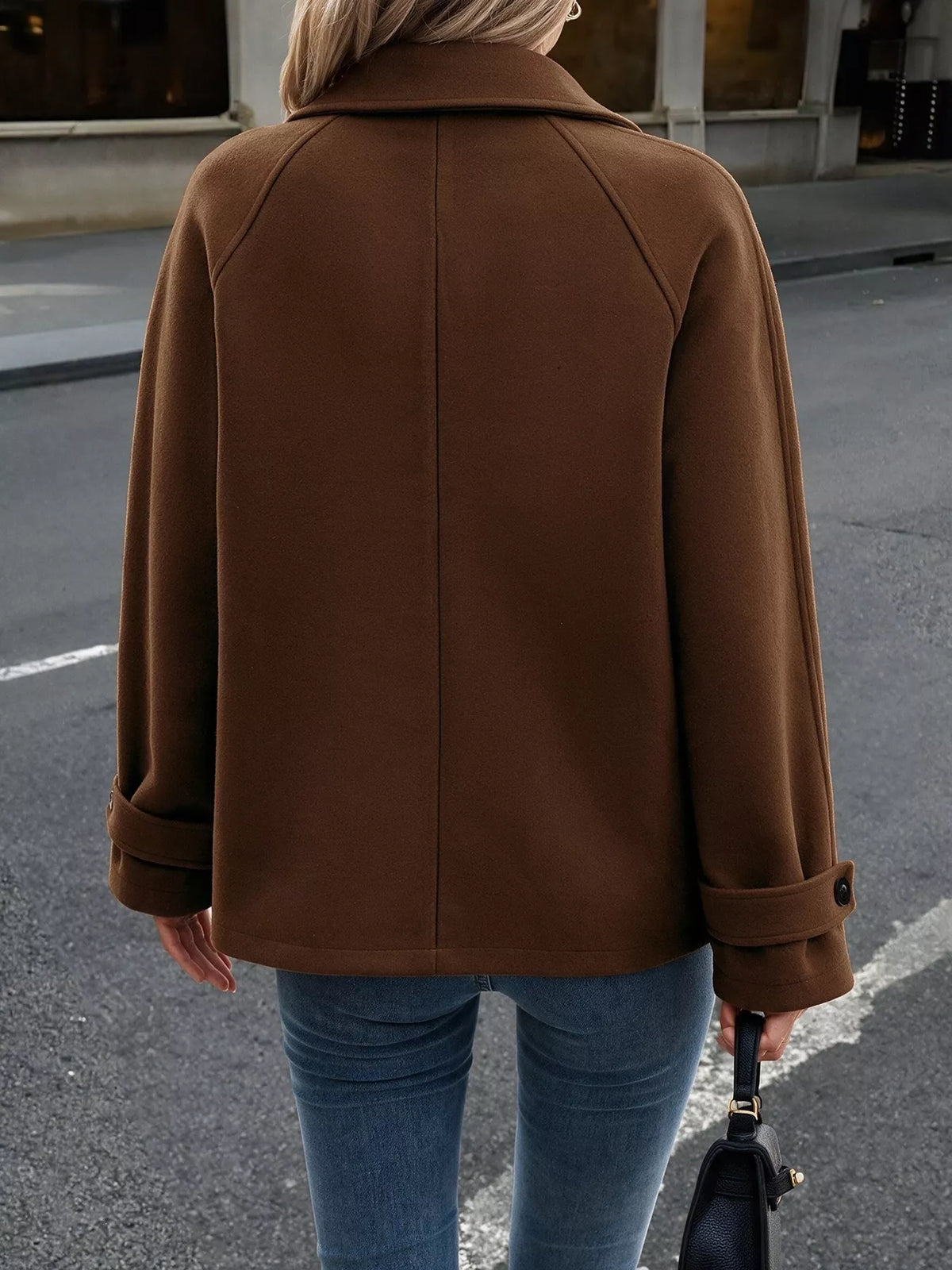 Single-Breasted Raglan Sleeve Outerwear - Lilixa.store
