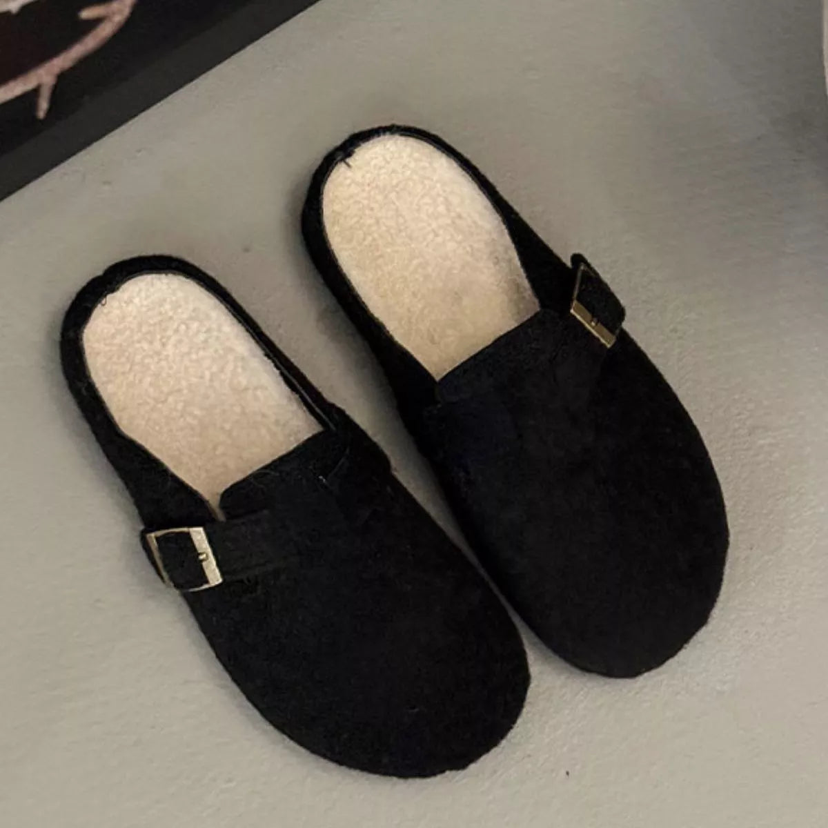 Buckle Decor Round Toe Slippers - Lilixa.store