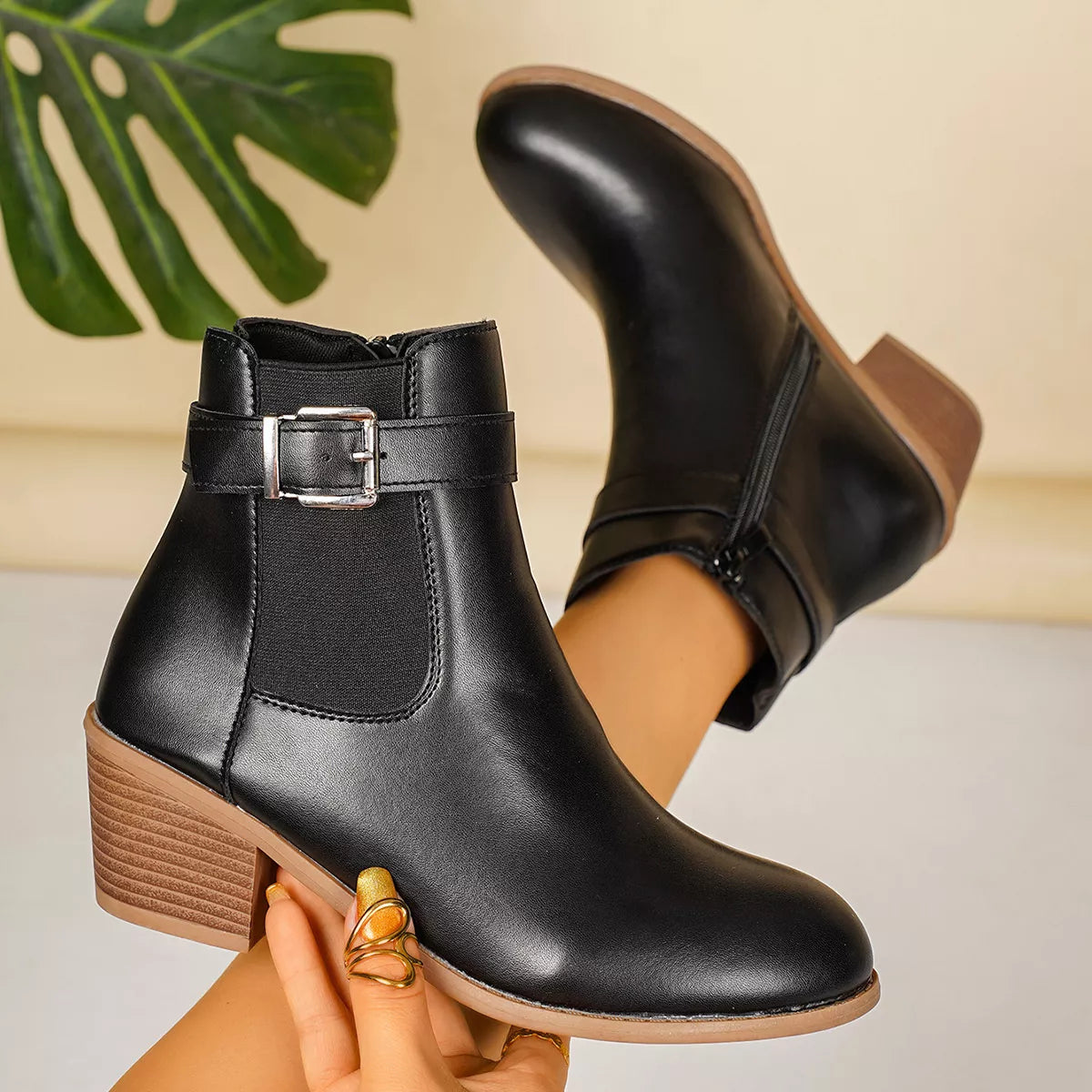 Point Toe Block Heels Boots - Lilixa.store