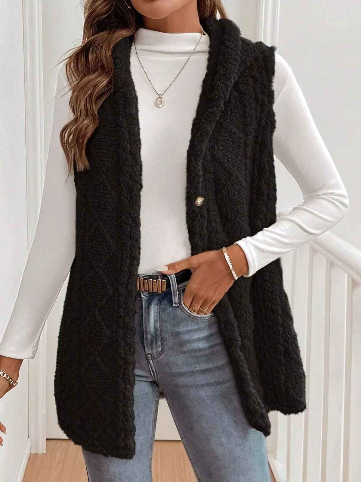 Cozy Sherpa Fleece Hooded Vest Coat - Lilixa.store