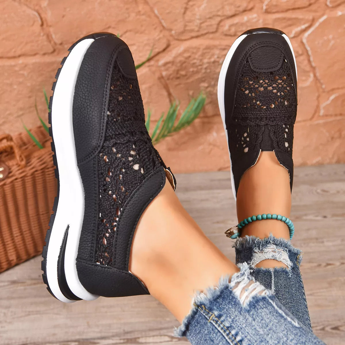Breathable Round Toe Slip-Ons, view 2