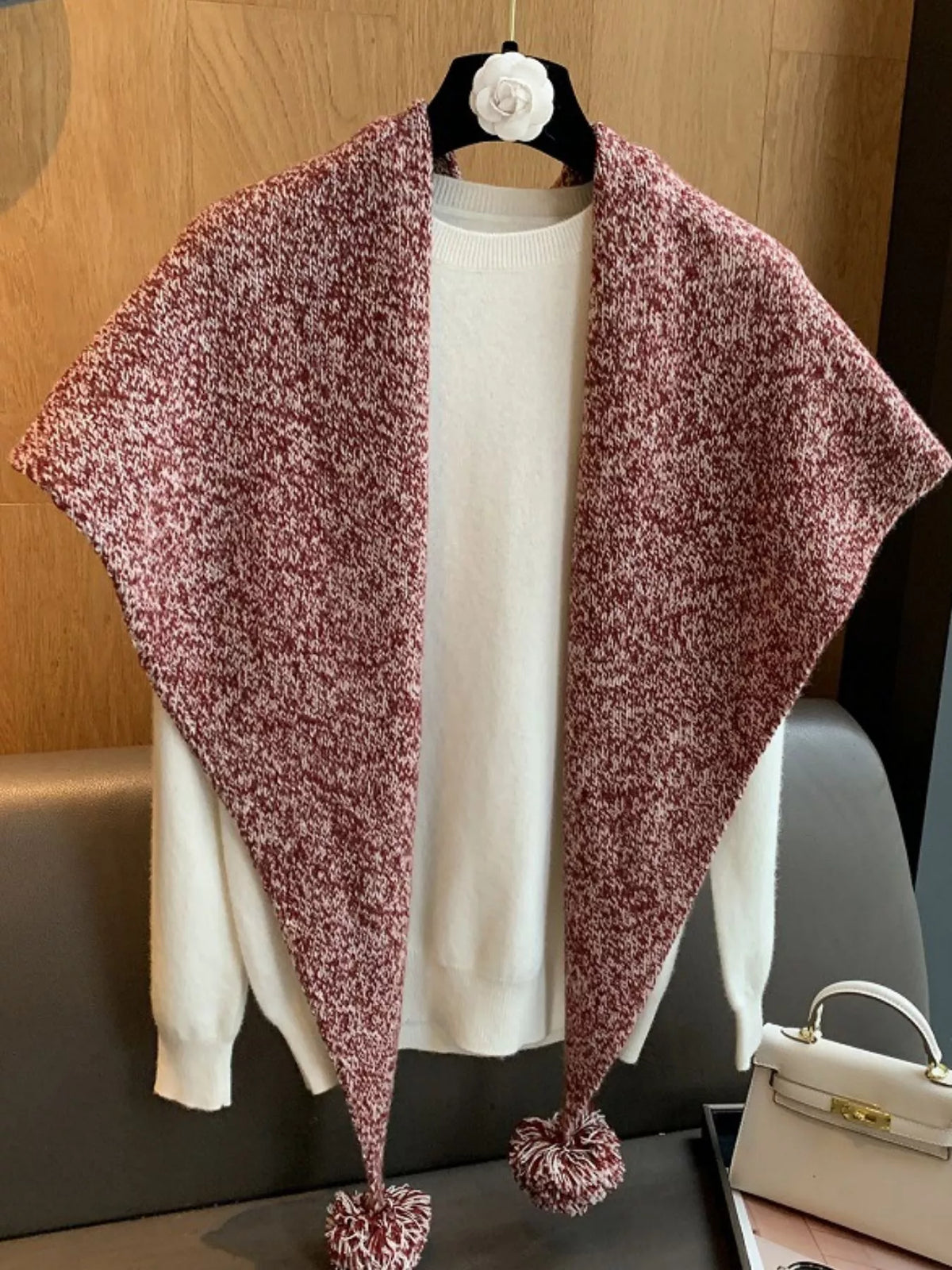 100% Wool Pom-Pom Knitted Scarf - Lilixa.store