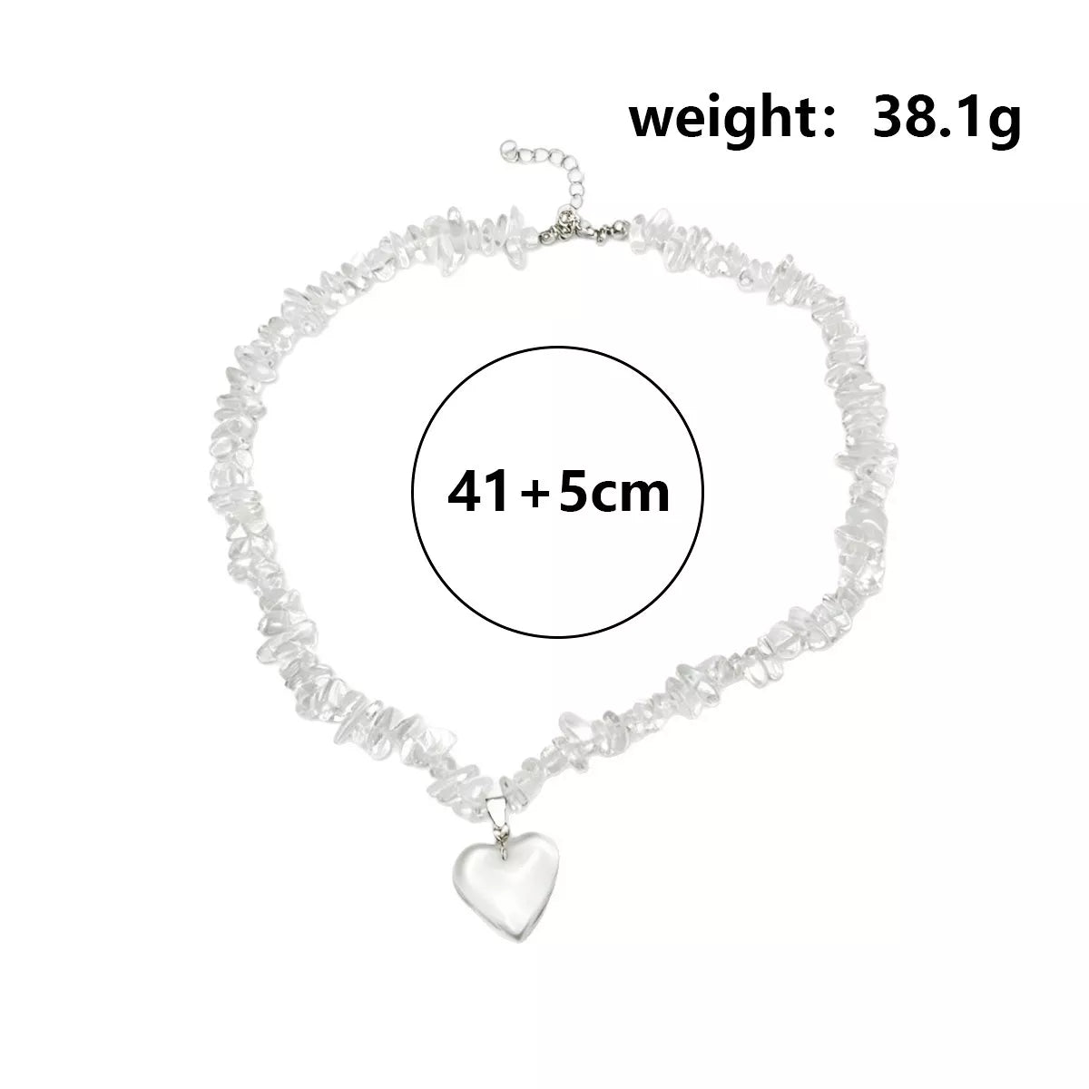 Clear Crystal Heart Pendant Necklace in Transparent, view 8