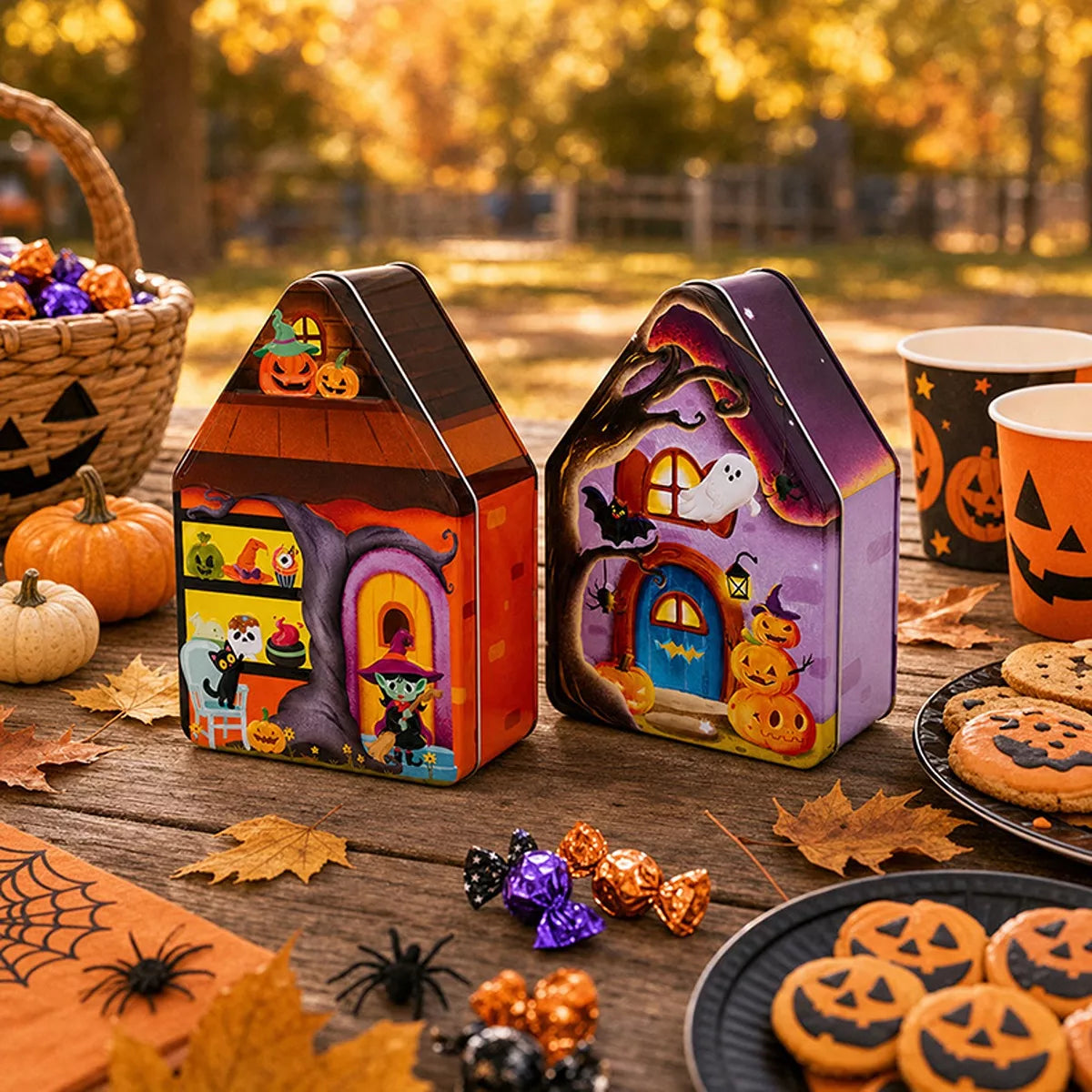 Halloween House Shaped Metal Candy Storage Box - Lilixa.store