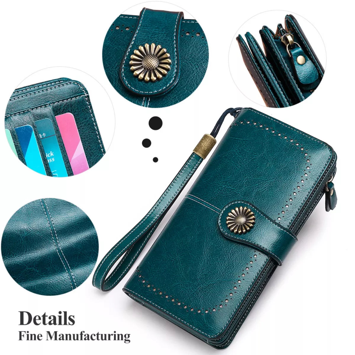 Vintage Style Leather Long Wallet - Lilixa.store