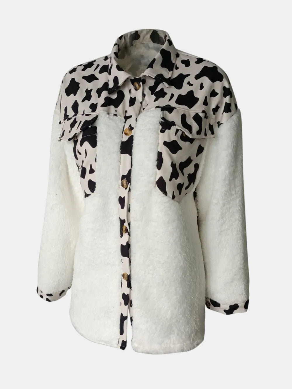 Fuzzy Button Up Long Sleeve Jacket, view 9