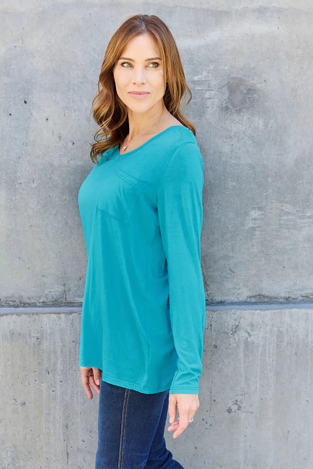 Basic Bae Full Size V-Neck Long Sleeve Top - Lilixa.store