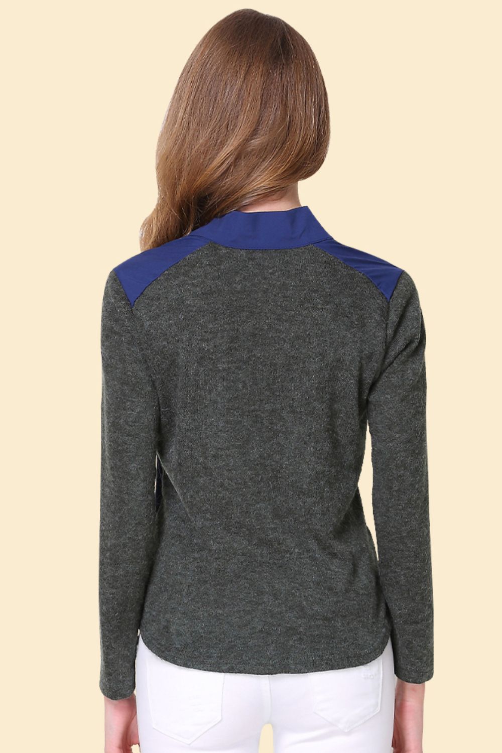 Two-Tone Spliced Shirt in Dark Blue, view 3
