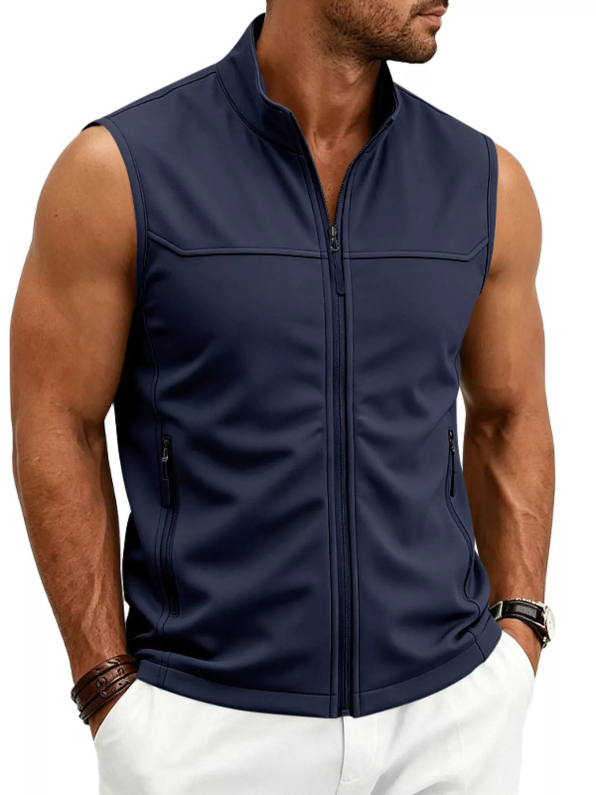 Men's Plus Size Zip Up Vest - Lilixa.store