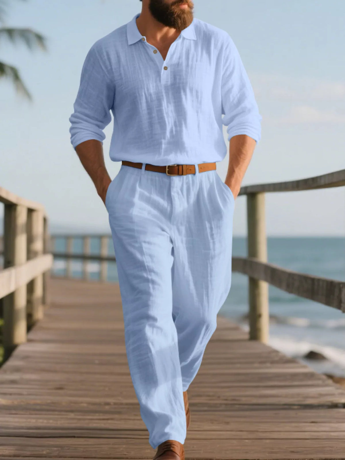 Men's Full Size Long Sleeve Top and Pants Set Plus Size - Lilixa.store