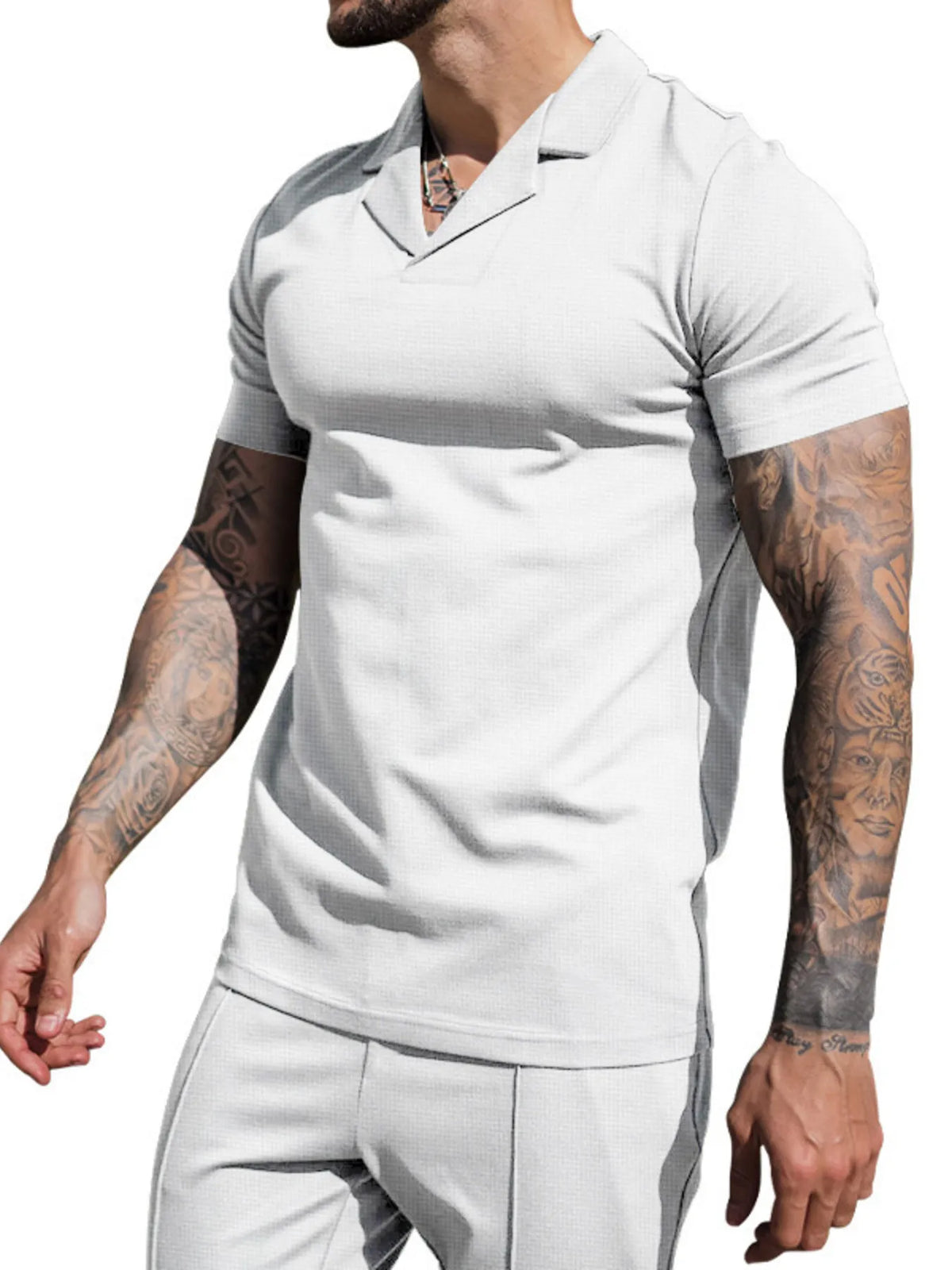 Men's Plus Size Short Sleeve Top and Shorts Set