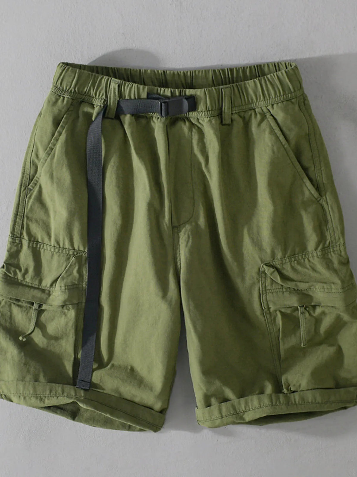 Men's Drawstring Cargo Shorts in Green