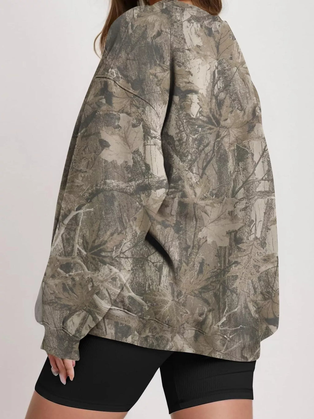 Oversized Printed Crew Neck Sweatshirt - Lilixa.store