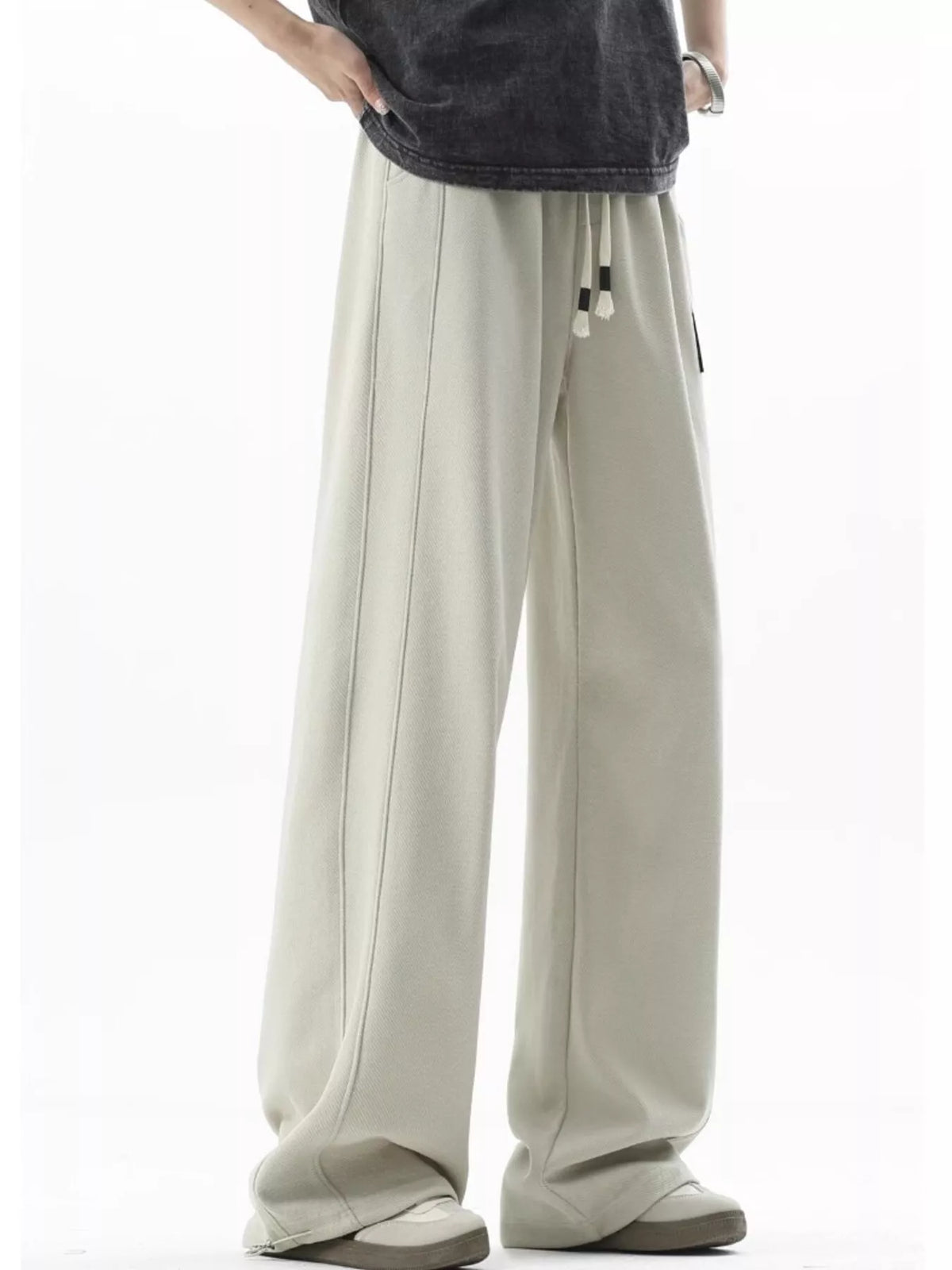 Men's Plus Size Loose Fit Drawstring Sweatpants in Beige