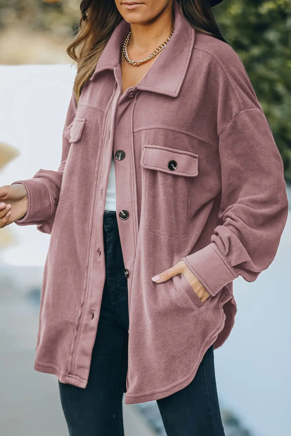 Button Up Collared Neck Long Sleeve Jacket, view 11