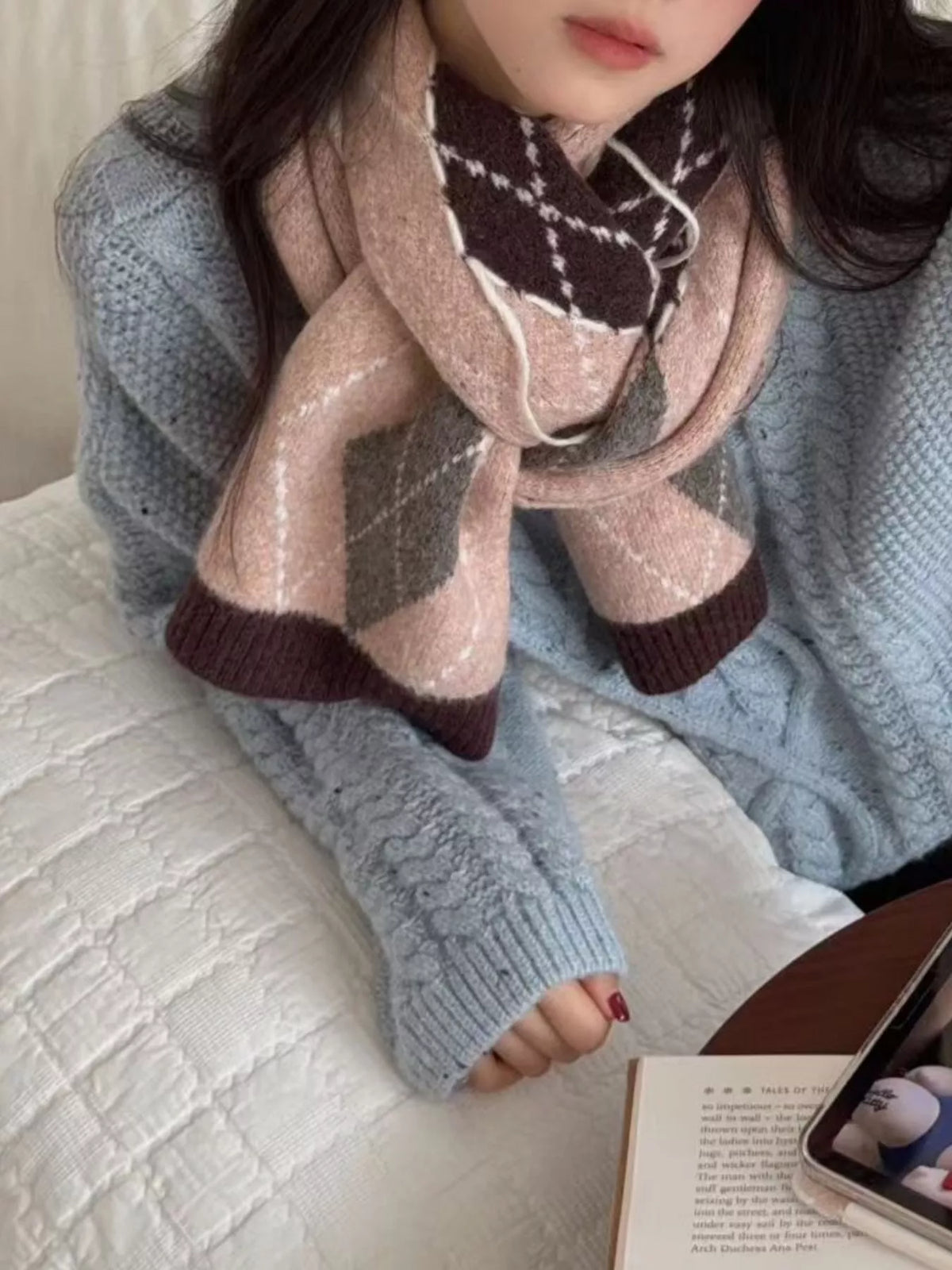 Classic Argyle Knitted Winter Scarf - Lilixa.store