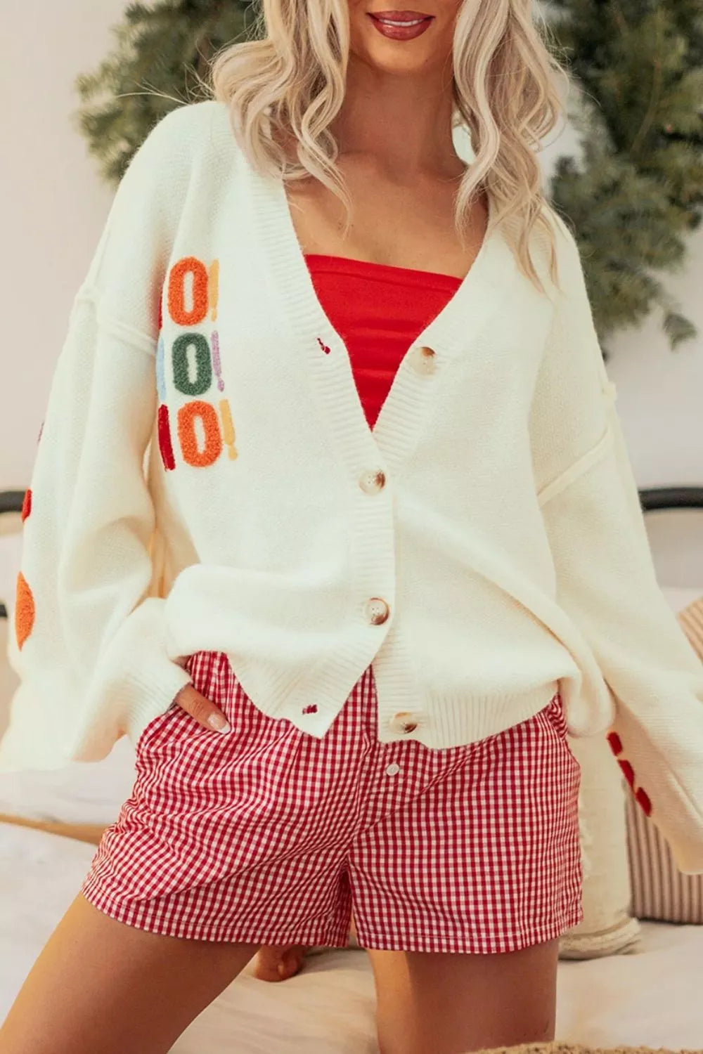 'HO HO HO' Button Up Knit Cardigan - Lilixa.store