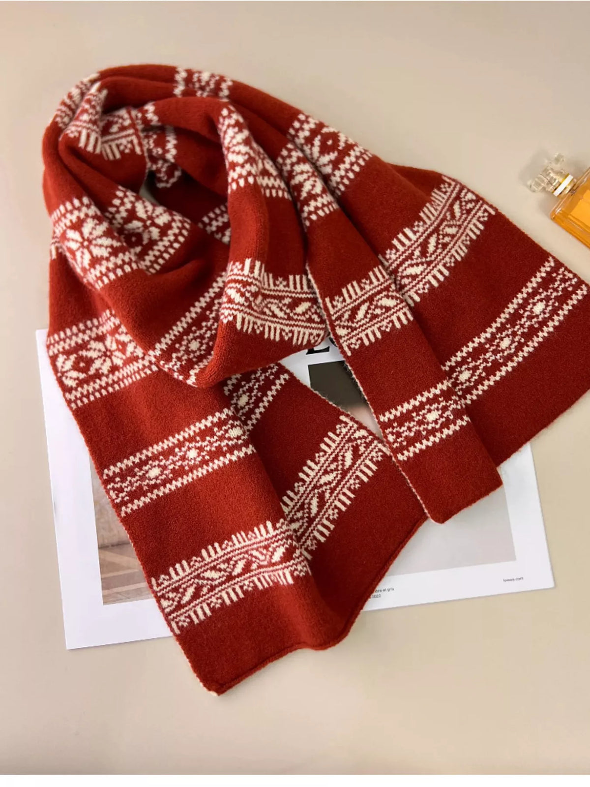 Winter Snowflake Pattern Knitted Scarf - Lilixa.store