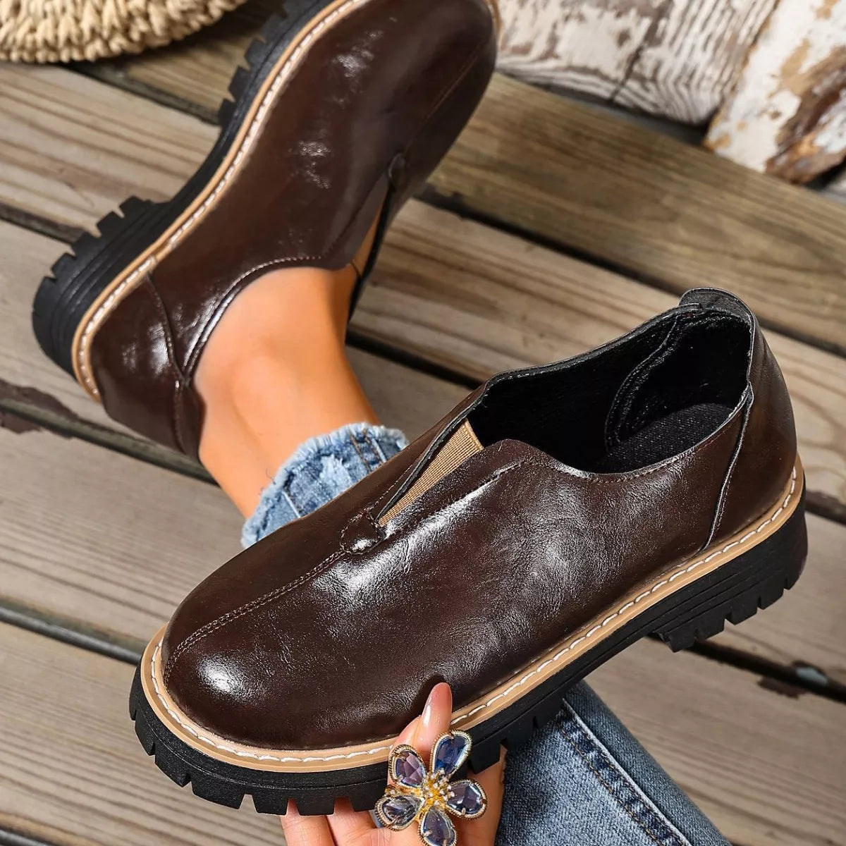 Round Toe Slip-On Loafers, view 5