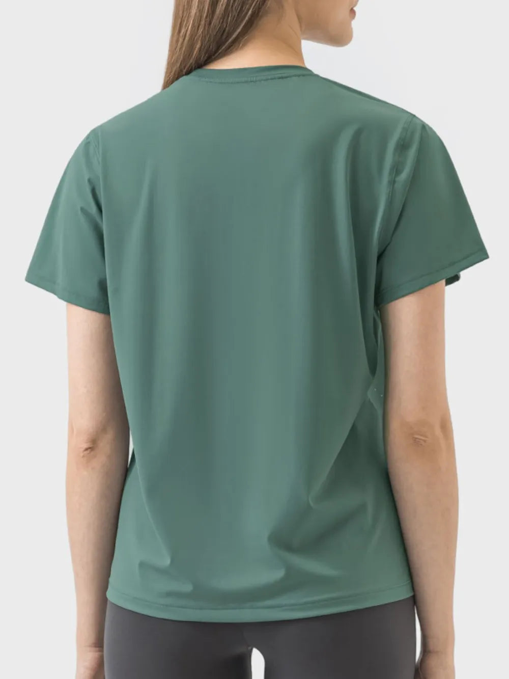Millennia Slit Round Neck Short Sleeve Active T-Shirt - Lilixa.store