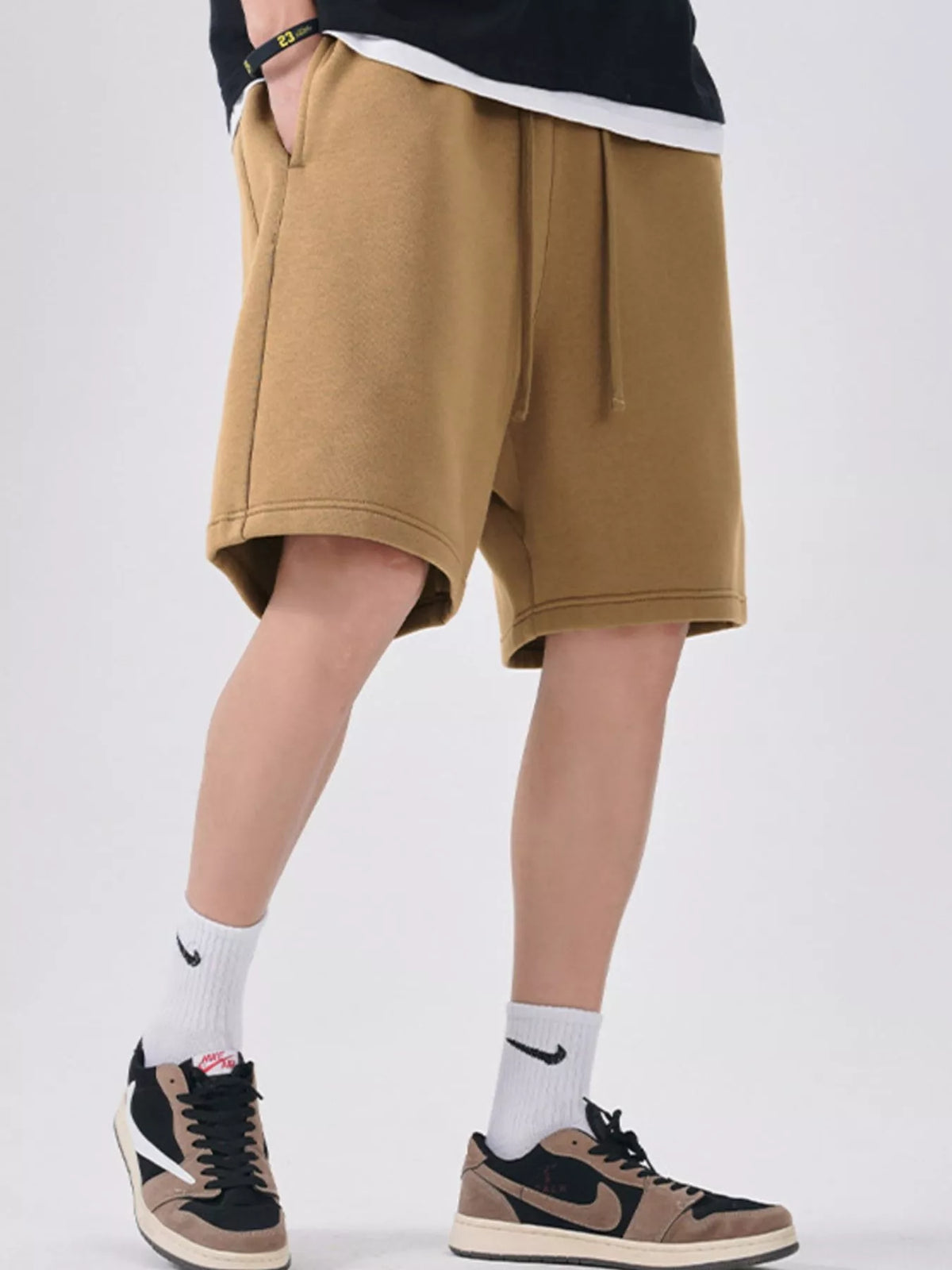 Men's Casual Drawstring Shorts in Camel