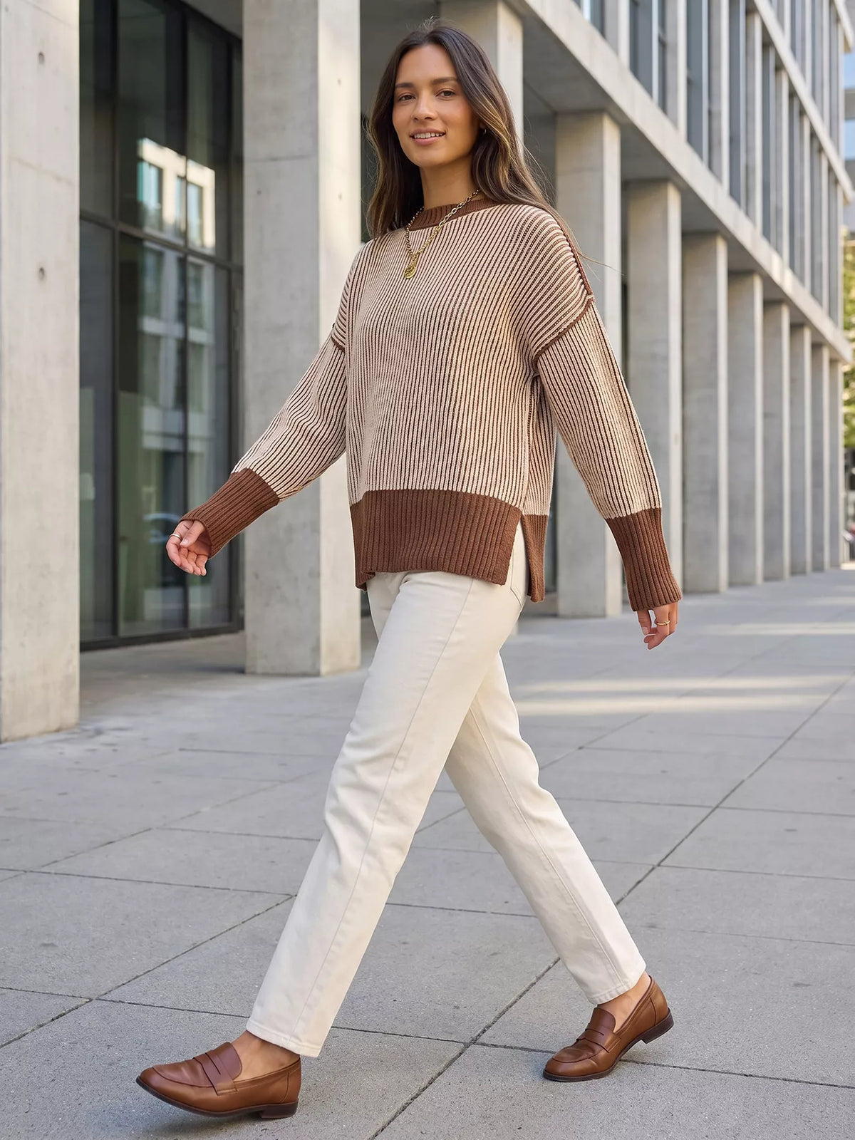 Ribbed Knit Side Slit Sweater, view 5