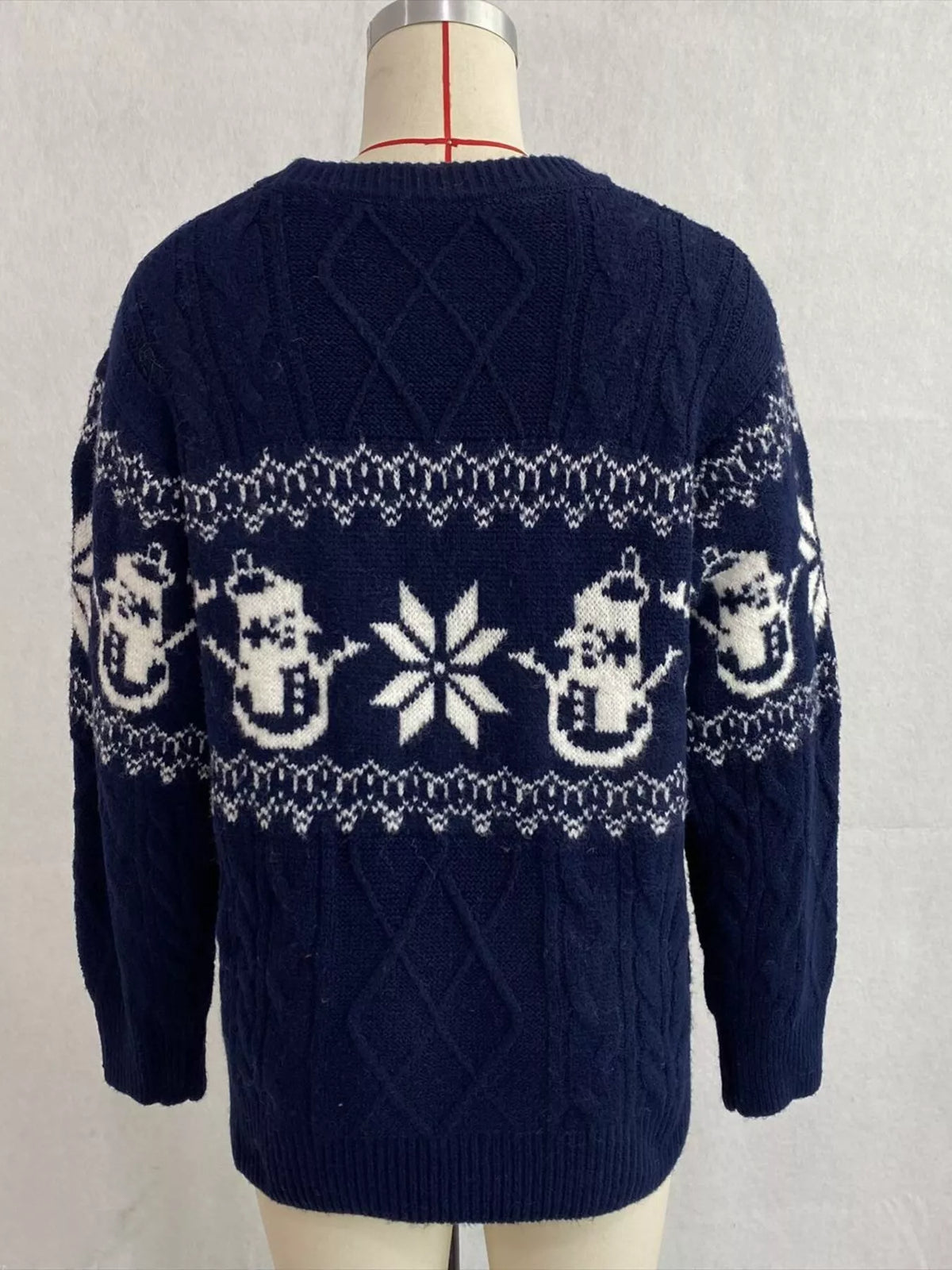 Christmas Snowman Pattern Cable Knit Sweater, view 13