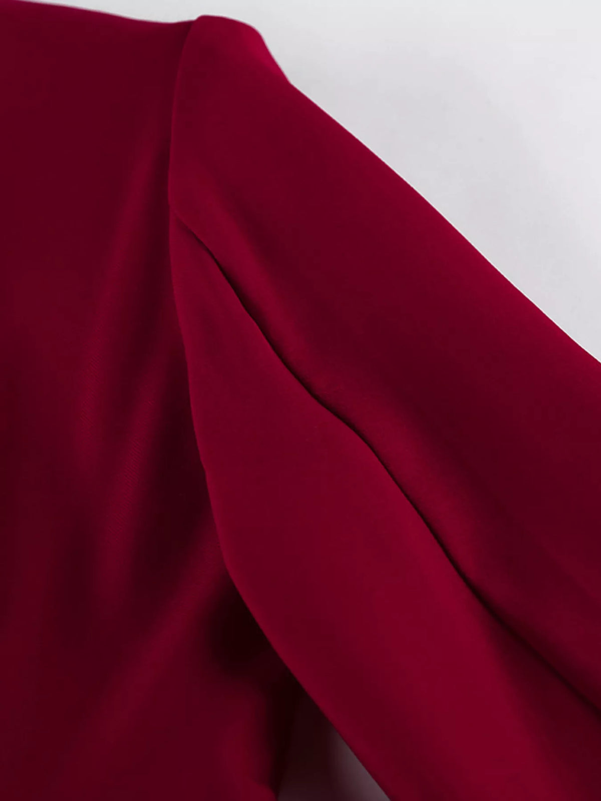 Lapel Collar Blazer and Wide-Leg Pants Set in Wine Red, view 17