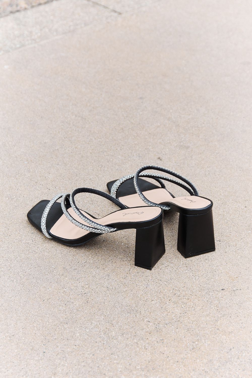 Qupid Level Up Rhinestone Strap Heels - Lilixa.store