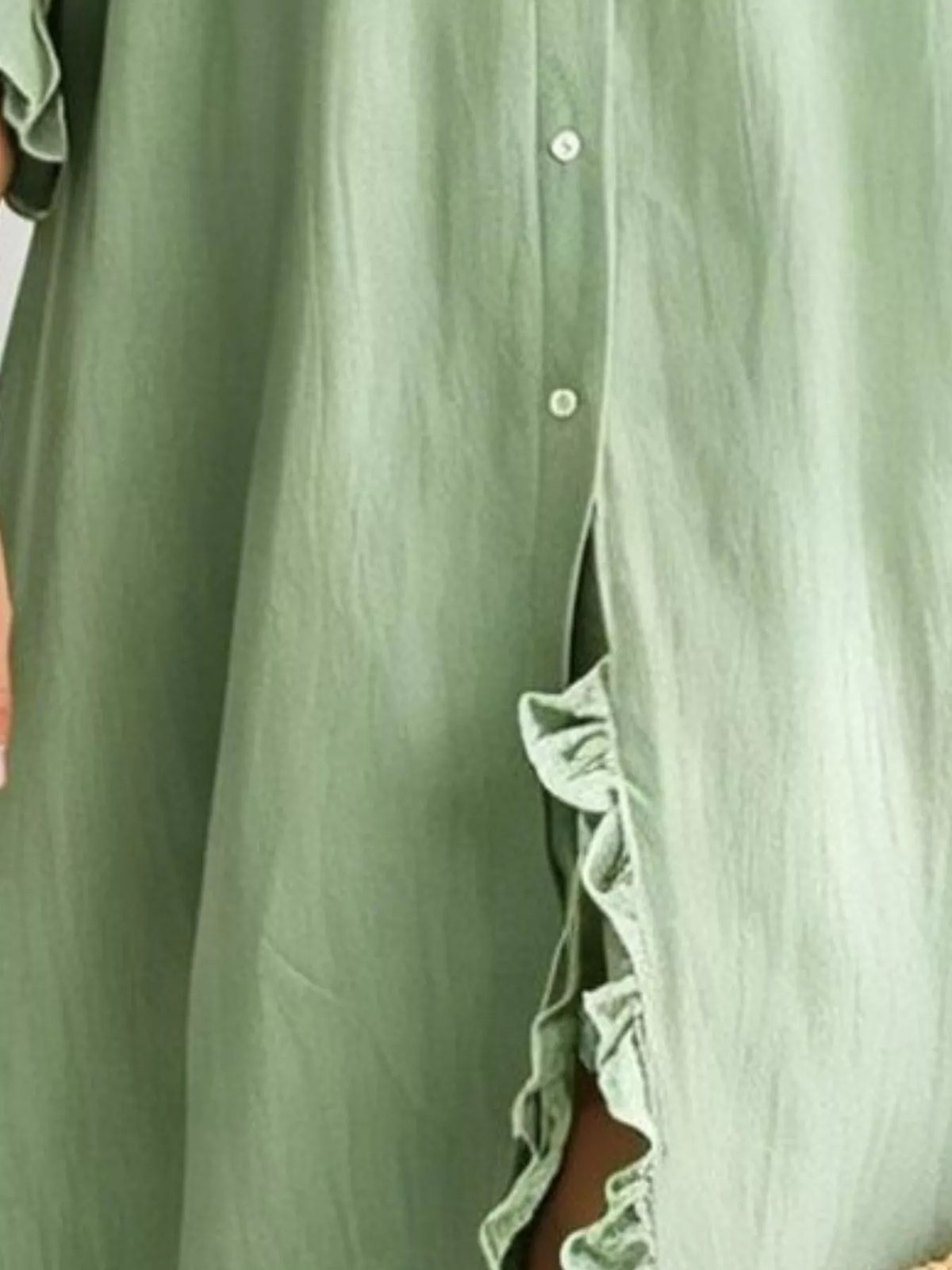 Full Size Ruffled Trim Button-Down Maxi Shirt Dress Plus Size - Lilixa.store