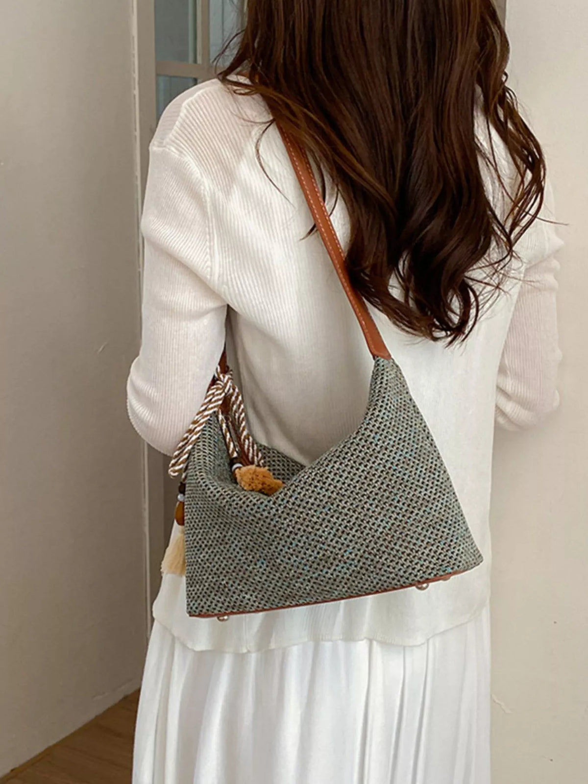 Woven Shoulder Bag with Tassel - Lilixa.store